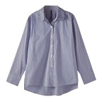 Striped Lantern-Sleeve Blouse