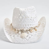 Shell-Trim Woven Straw Sun Hat