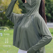 Summer Women's Sun Protective Clothing Breathable Traveling Brim Ponytail Hole Sun Hoodie Detachable Shopping Long-Sleeved Shirt