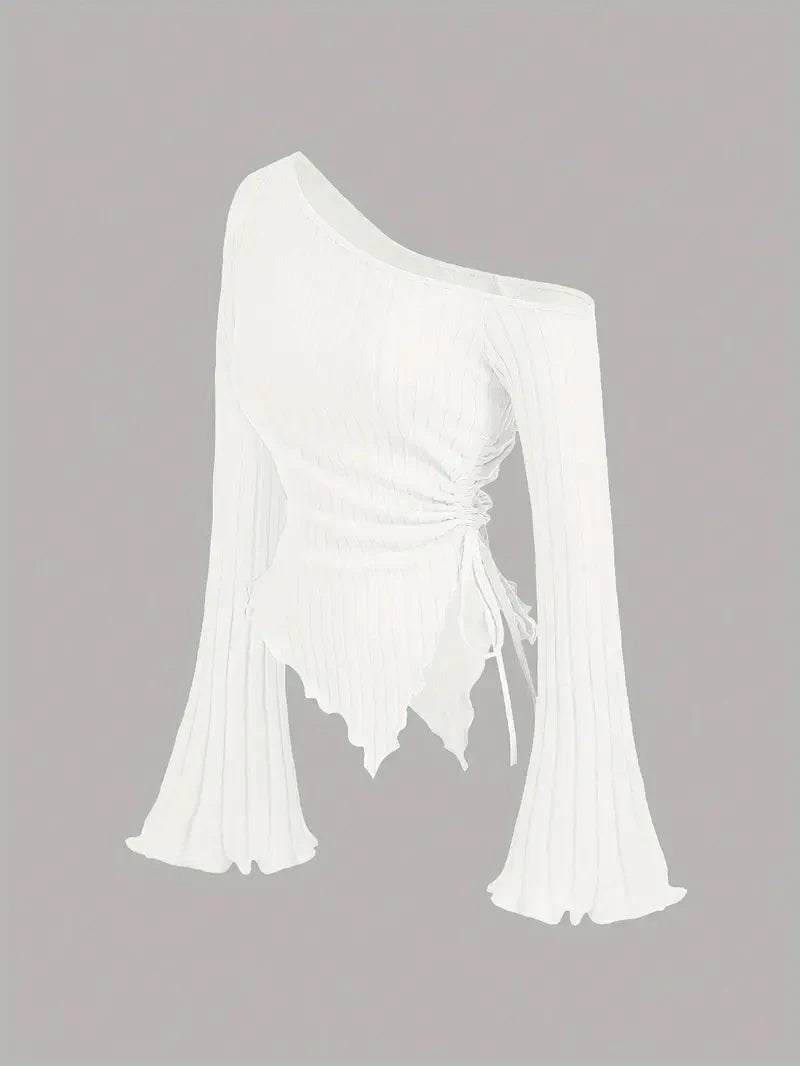 Asymmetric Flare-Sleeve Top