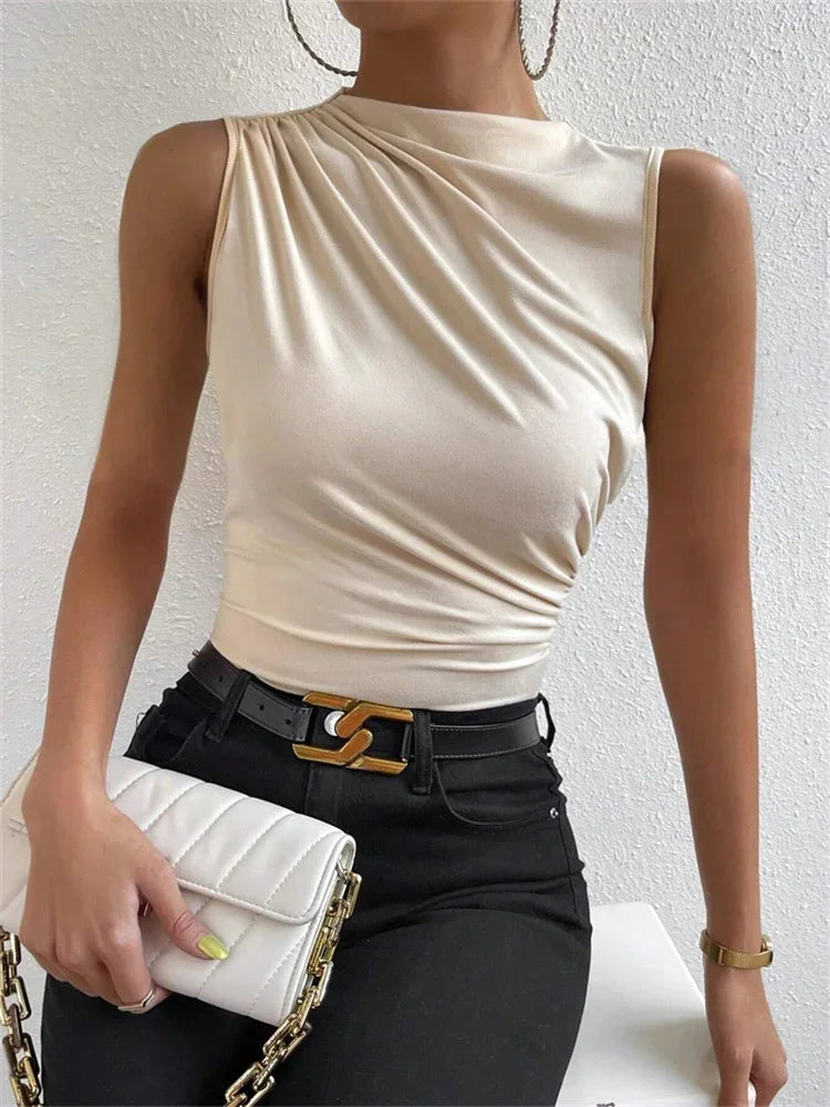 Ruched Mock-Neck Tank
