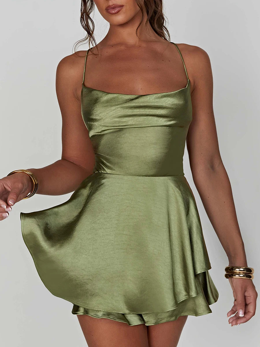 Luna Satin-Look Sleeveless Romper