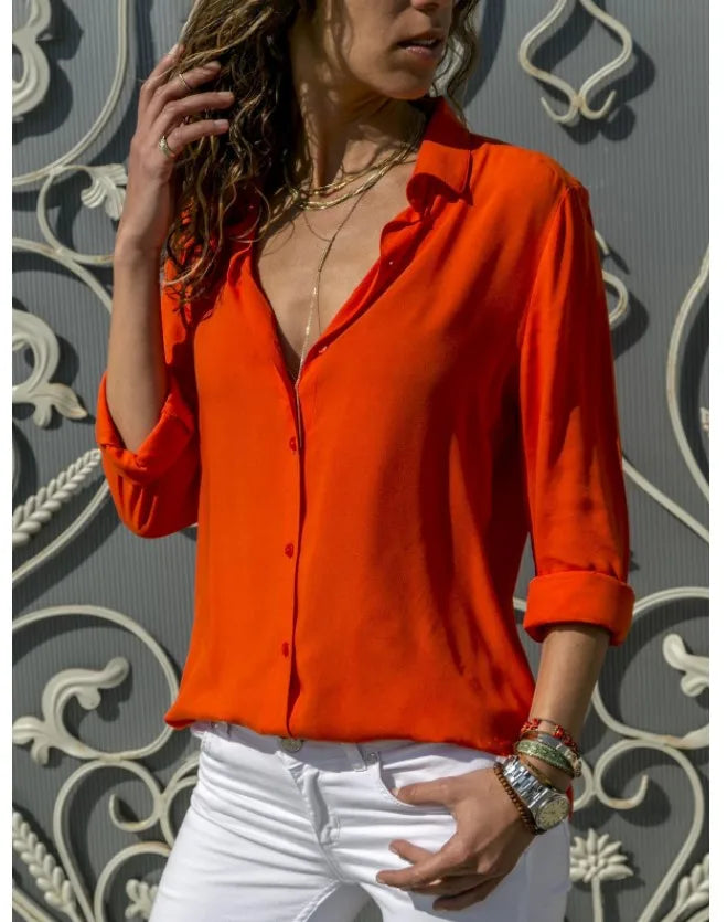 Relaxed Polo-Collar Button Shirt