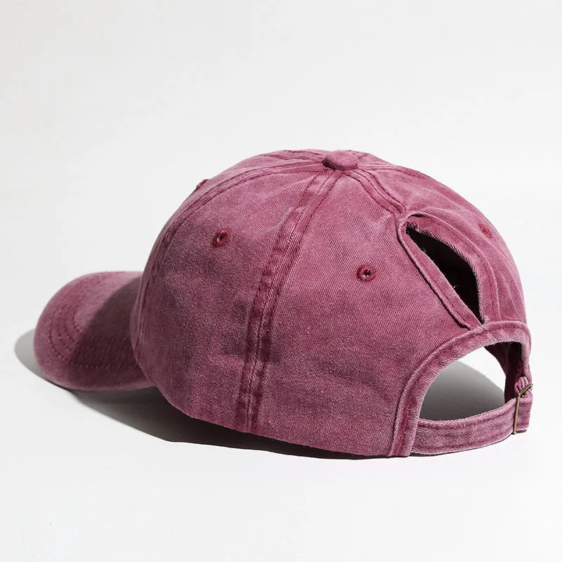 Washed High Ponytail Baseball Cap