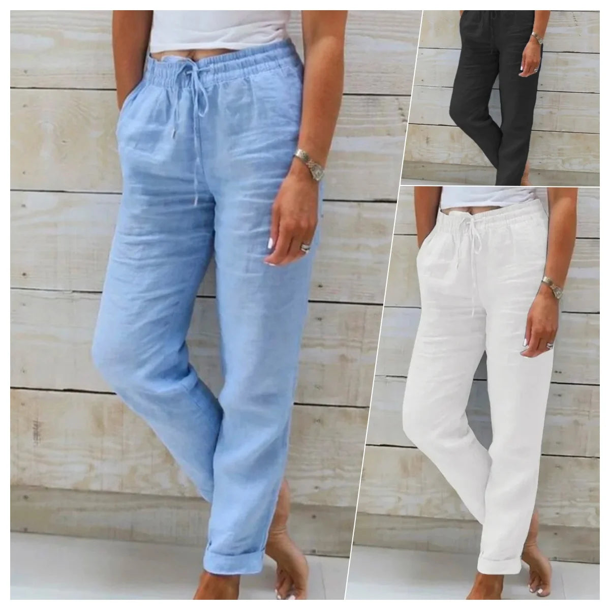 Linen-Blend Relaxed Tapered Pants