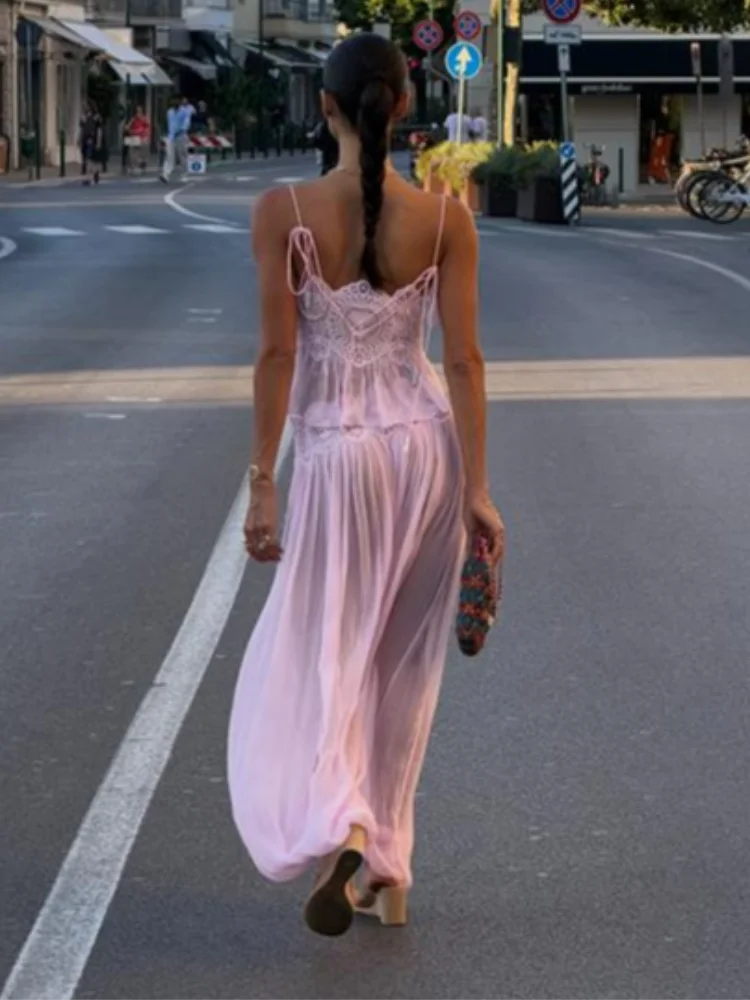 Lace Crop Cami & Wide-Leg Pants Set