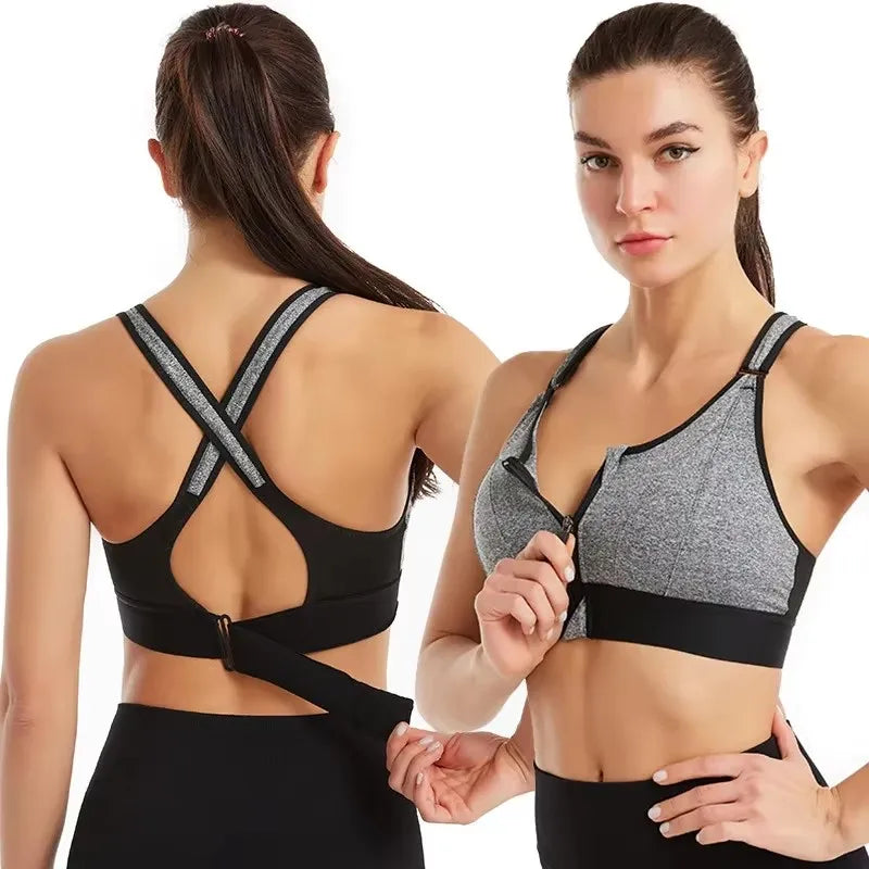 Aurelia Sun Front Zip Adjustable Sports Bra – Black – image 2