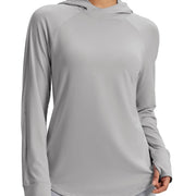 TACVASEN Womens UPF50+Sun Protection Crossed Collar Hoodie SPFUV Shirt Long Sleeve Quick Dry Shirt with Ponytail Hole Thumb Hole