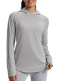 TACVASEN Womens UPF50+Sun Protection Crossed Collar Hoodie SPFUV Shirt Long Sleeve Quick Dry Shirt with Ponytail Hole Thumb Hole