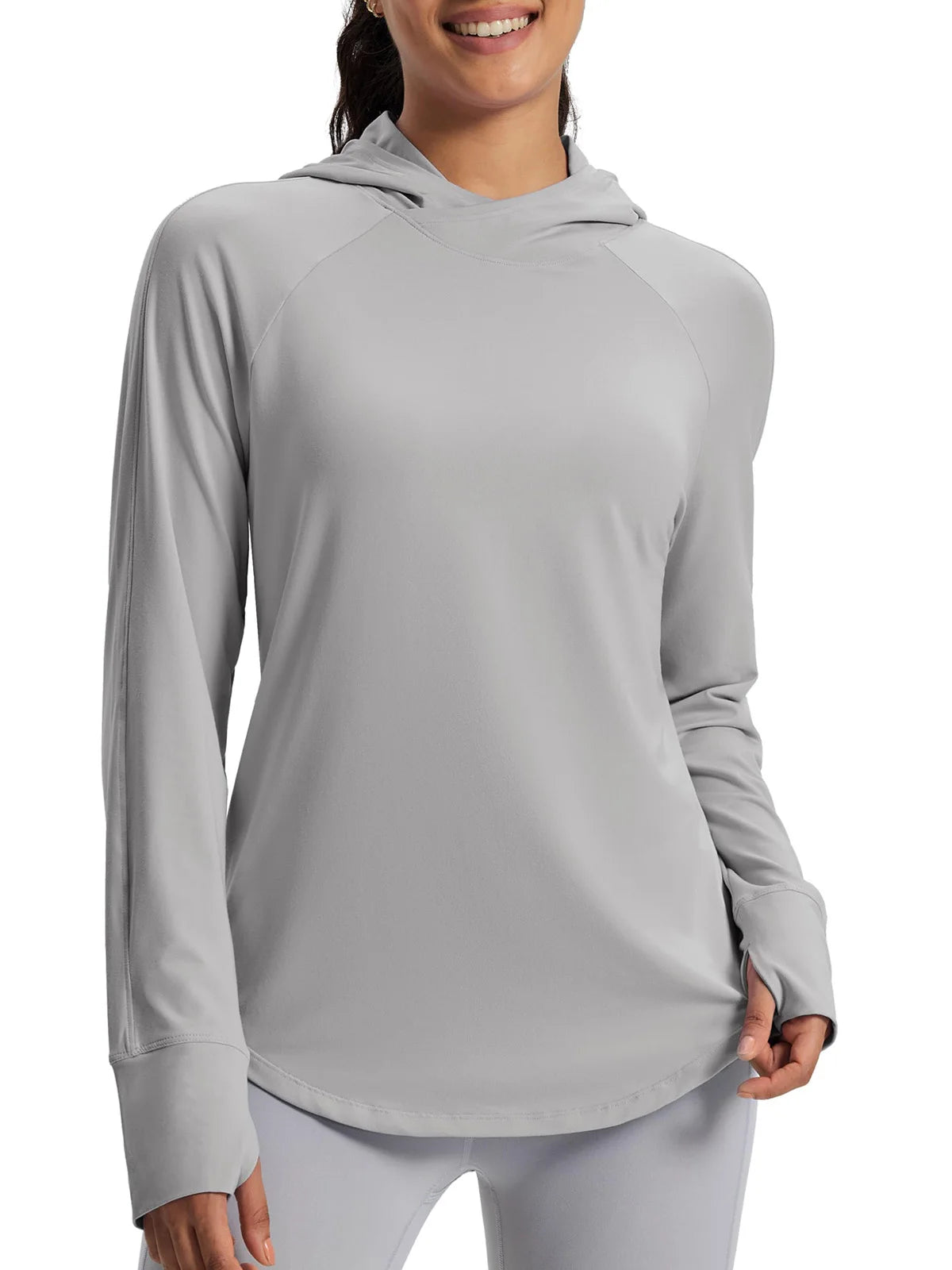 TACVASEN Womens UPF50+Sun Protection Crossed Collar Hoodie SPFUV Shirt Long Sleeve Quick Dry Shirt with Ponytail Hole Thumb Hole