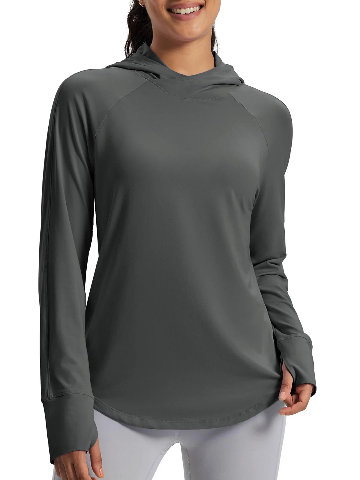 TACVASEN Womens UPF50+Sun Protection Crossed Collar Hoodie SPFUV Shirt Long Sleeve Quick Dry Shirt with Ponytail Hole Thumb Hole