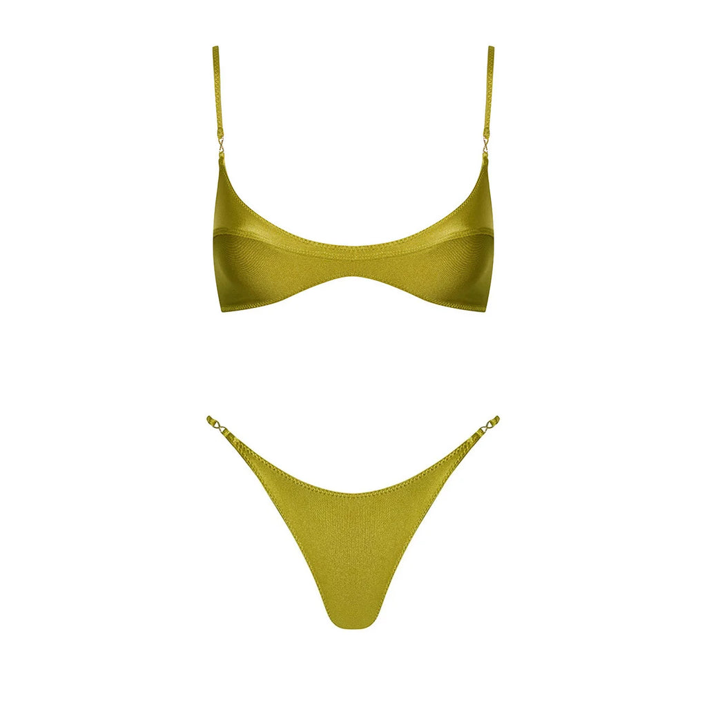 Strappy Three-Piece Bandeau Bikini Set