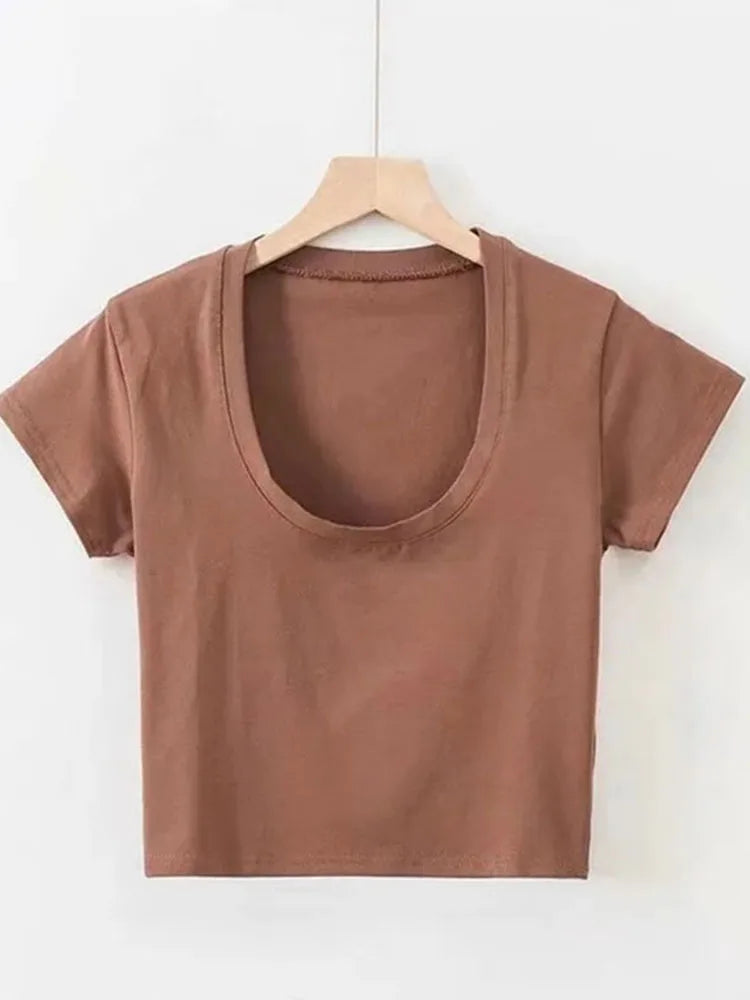 U-Neck Fitted Crop Tee