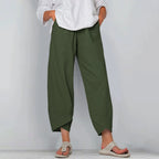 Cotton-Linen Wide-Leg Harem Pants