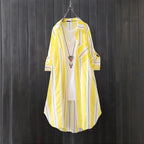 Chiffon sun protection shirt women's long-sleeved fashion top large size loose hip-covering striped long shirt