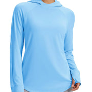 TACVASEN Womens UPF50+Sun Protection Crossed Collar Hoodie SPFUV Shirt Long Sleeve Quick Dry Shirt with Ponytail Hole Thumb Hole