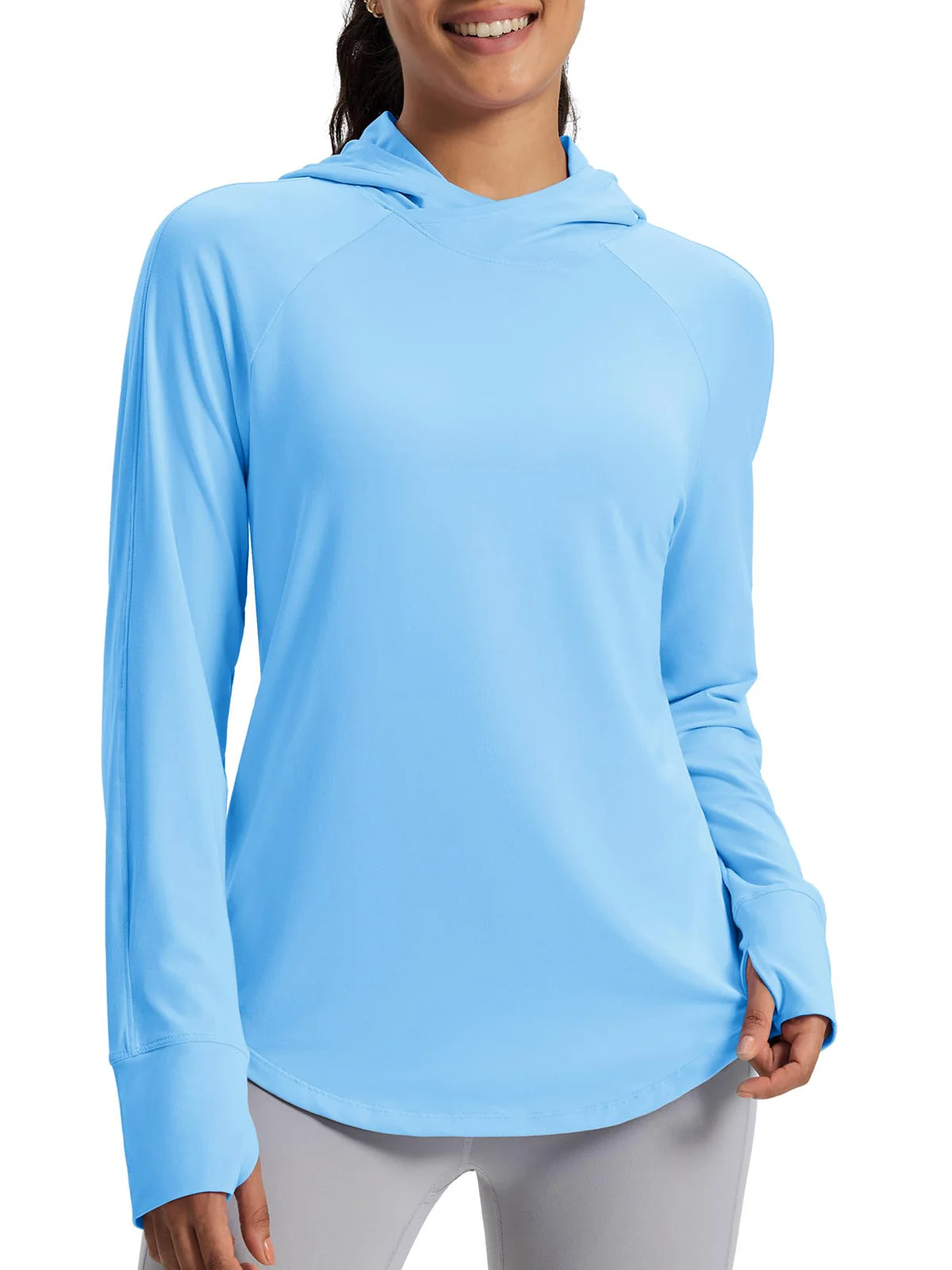 TACVASEN Womens UPF50+Sun Protection Crossed Collar Hoodie SPFUV Shirt Long Sleeve Quick Dry Shirt with Ponytail Hole Thumb Hole