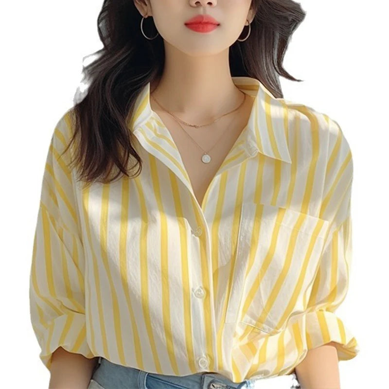 Striped Long-Sleeve Blouse