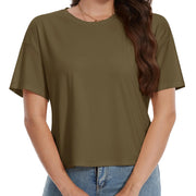 TACVASEN UPF 50+ Cropped Cotton T-Shirts Womens Summer Short Sleeve Casual Crew Neck Tops Breathable Sun UV Block Outdoor Tees