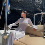 Sheer Long-Sleeve Beach Cover-Up