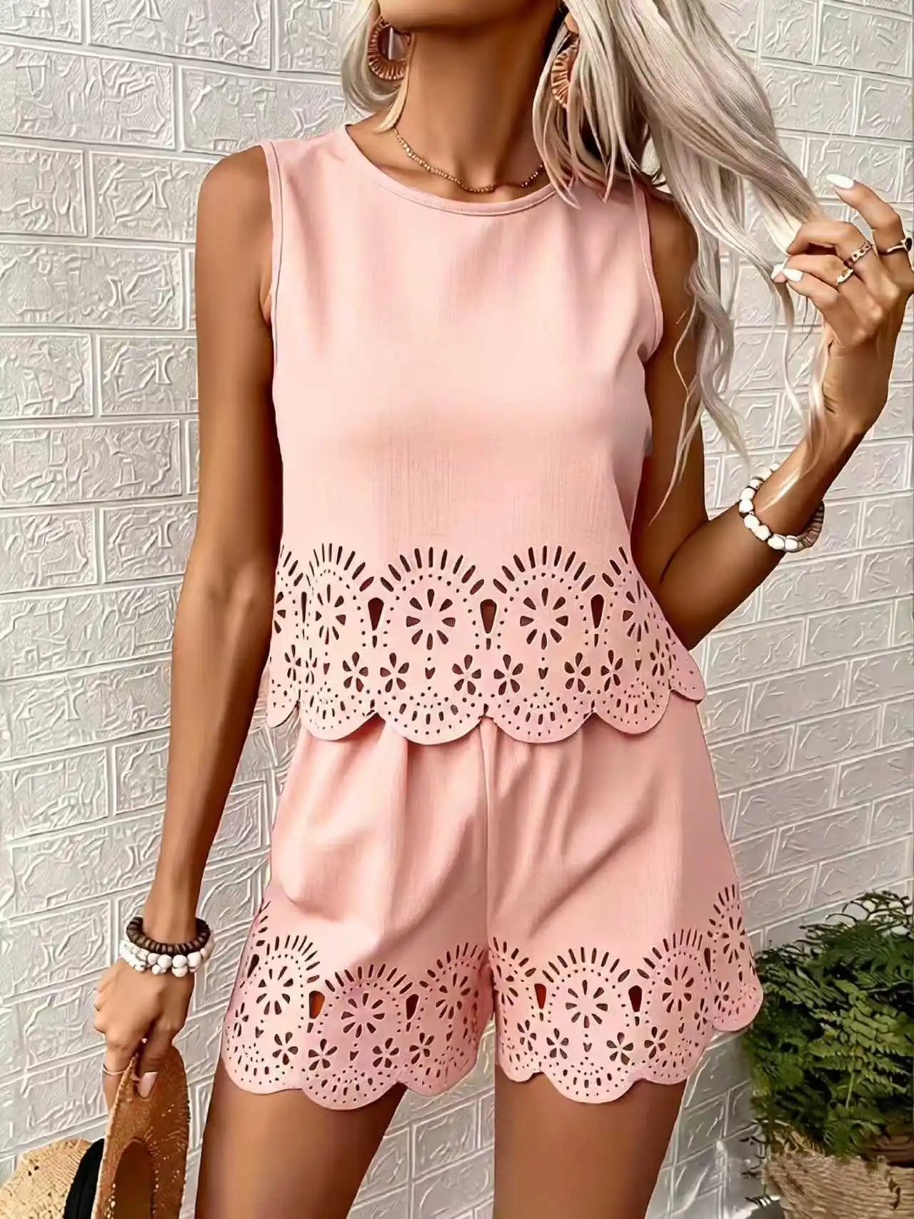 Embroidered Camisole & Shorts Set