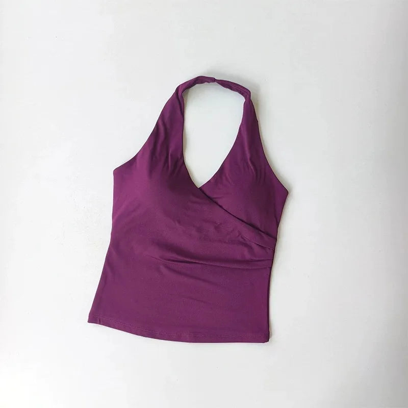 Aurelia Sun Halter V-Neck Sports Bra – Black – image 12
