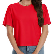 TACVASEN UPF 50+ Cropped Cotton T-Shirts Womens Summer Short Sleeve Casual Crew Neck Tops Breathable Sun UV Block Outdoor Tees