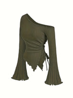 Asymmetric Flare-Sleeve Top