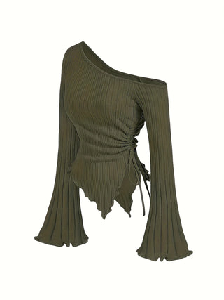Asymmetric Flare-Sleeve Top