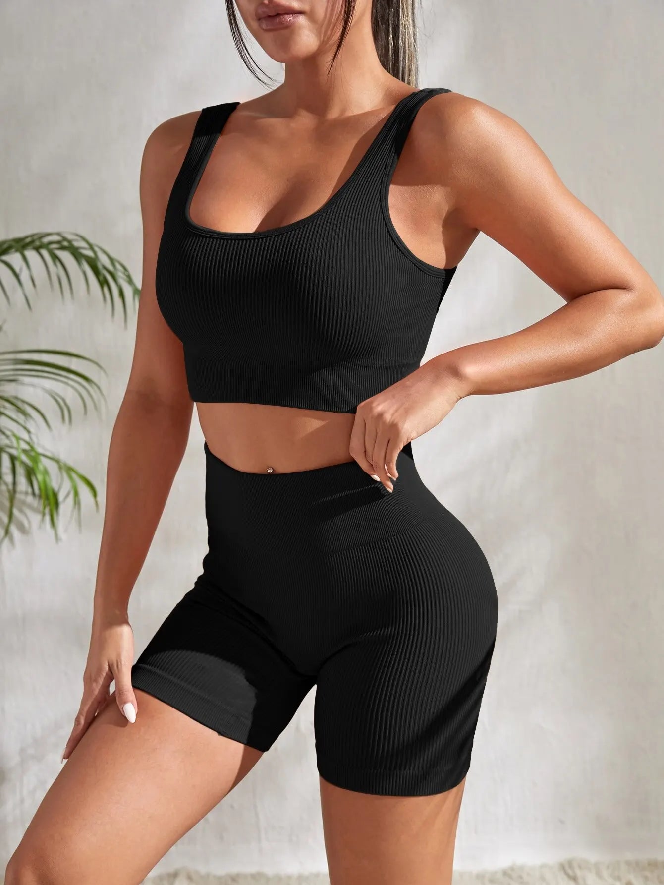 Aurelia Sun Ribbed Crop Top & Shorts Set – Sky Blue – image 5