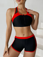 Zip-Front Sport Bikini with Shorts