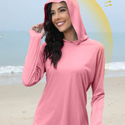 Women's Sunscreen Hoodie with Thumb Buckle and Hidden Ponytail Hole, Outdoor Running Fitness Sports, Leisure Sunscreen T-shirt