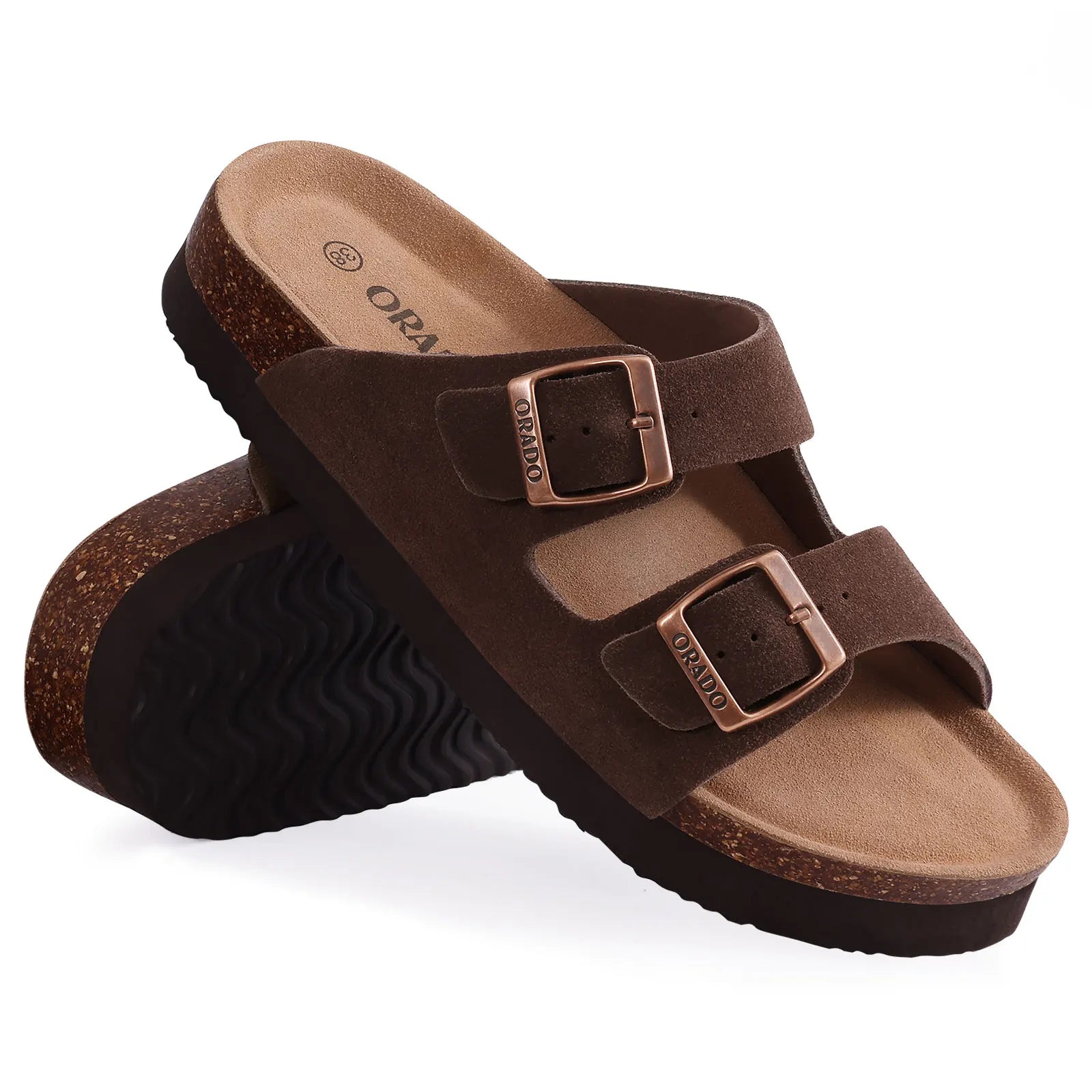 Adjustable Buckle Suede Mules