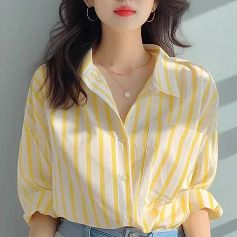 Striped Long-Sleeve Blouse