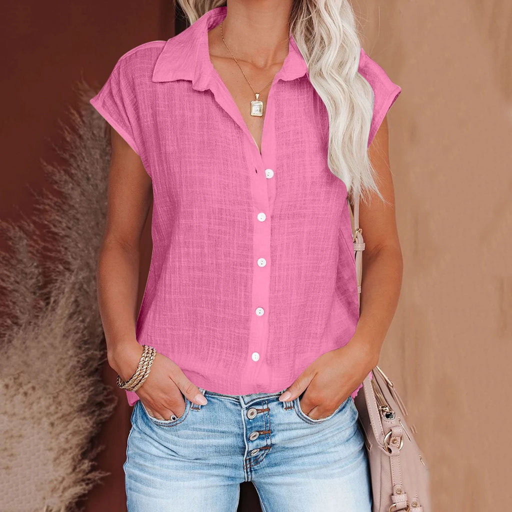 Cotton-Linen Short-Sleeve Relaxed T-Shirt