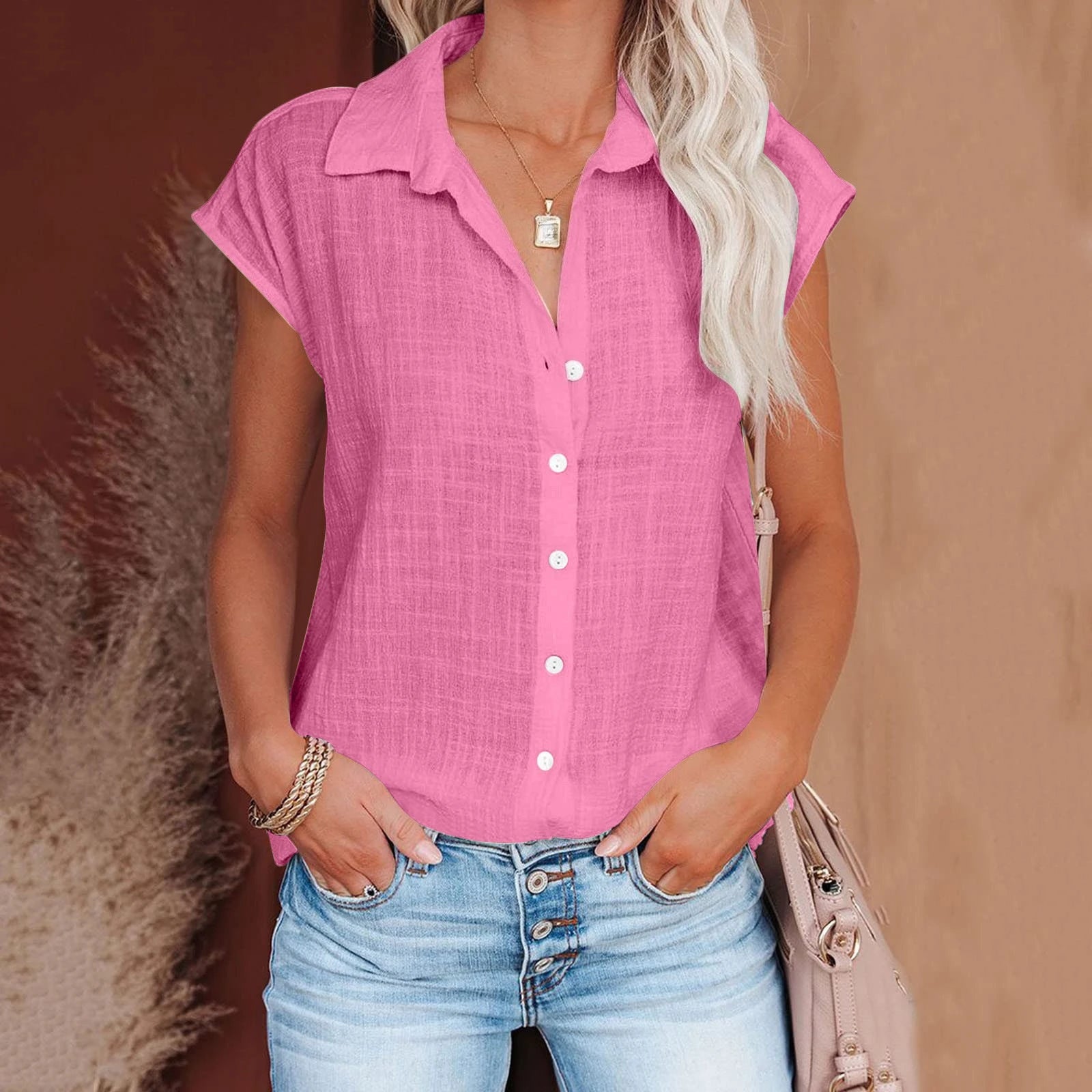Cotton-Linen Short-Sleeve Relaxed T-Shirt