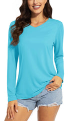 TACVASEN Summer UPF 50+ Long Sleeve T-Shirts Womens Sun Protection V Neck Fashion Tee Shirts Quick Dry Outdoor Hiking Pullover
