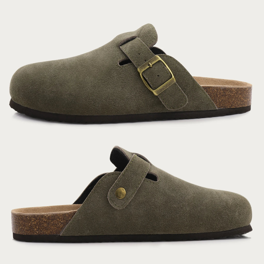 Suede Cork-Footbed Mules