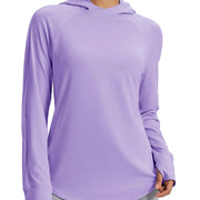 TACVASEN Womens UPF50+Sun Protection Crossed Collar Hoodie SPFUV Shirt Long Sleeve Quick Dry Shirt with Ponytail Hole Thumb Hole