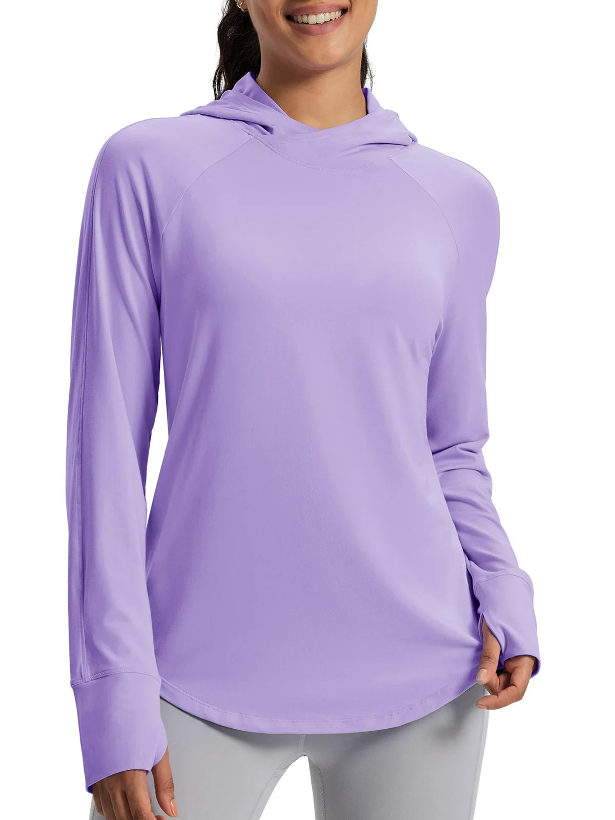 TACVASEN Womens UPF50+Sun Protection Crossed Collar Hoodie SPFUV Shirt Long Sleeve Quick Dry Shirt with Ponytail Hole Thumb Hole