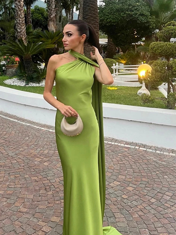 Off-Shoulder Halter Maxi Dress