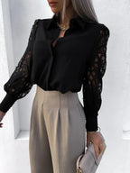 Marina Chiffon V-Neck Long-Sleeve Blouse