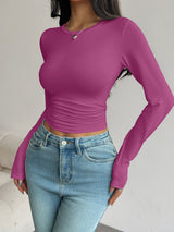 Long-Sleeve Slim-Fit Crop T-Shirt