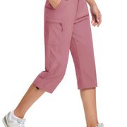 TACVASEN Quick Dry Knee Length Nylon Capris Womens Summer Hiking Casual Cargo Short Pant Lightweight Waterproof Shorts 5 Pockets