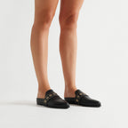 Tuesday Western Leather Mule – Black/Gold by Aurelia Sun