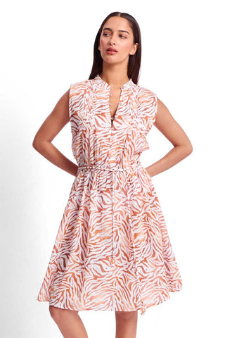Tiger-Print Cotton Swing Mini Dress
