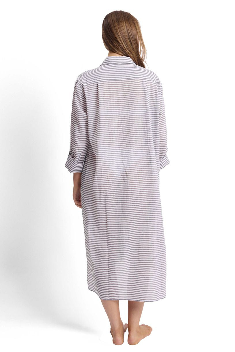 Striped Cotton Longline Resort Shirt