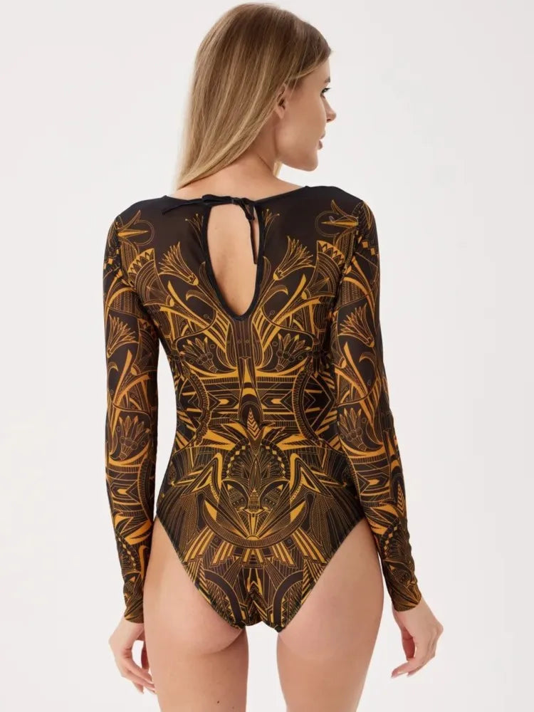 Long-Sleeve High-Waist Bikini Set