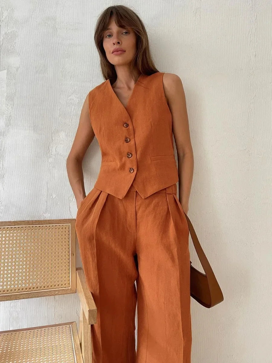 Linen Vest & Trousers Set