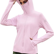 TRVLWEGO Women's Cycling Jacket SPF 50+ Sun Protection Long Sleeve Hiking Running Outdoor Zip Up Hoodie Shirts with Pockets
